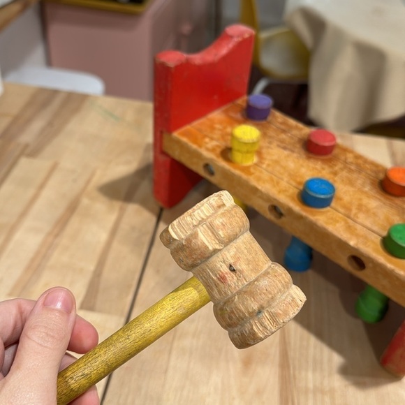 Vintage PlaySkool Pounding Bench Rainbow Wooden Toy - Picture 3 of 4